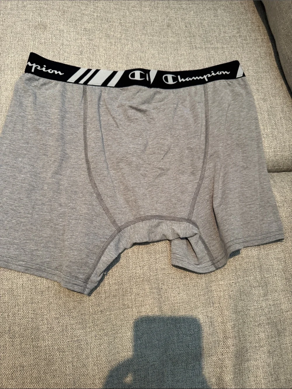 Champion Men’s Heather Gray Boxer Briefs with Black Branded Waistband